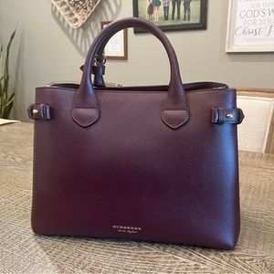 BURBERRY Banner House Check Derby Leather Satchel